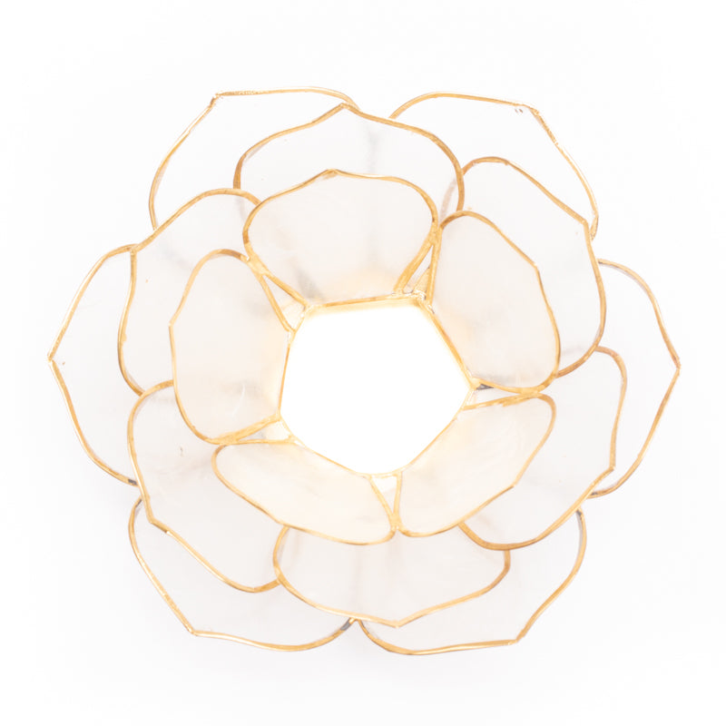 Lotus tea light holder natural with gold rim