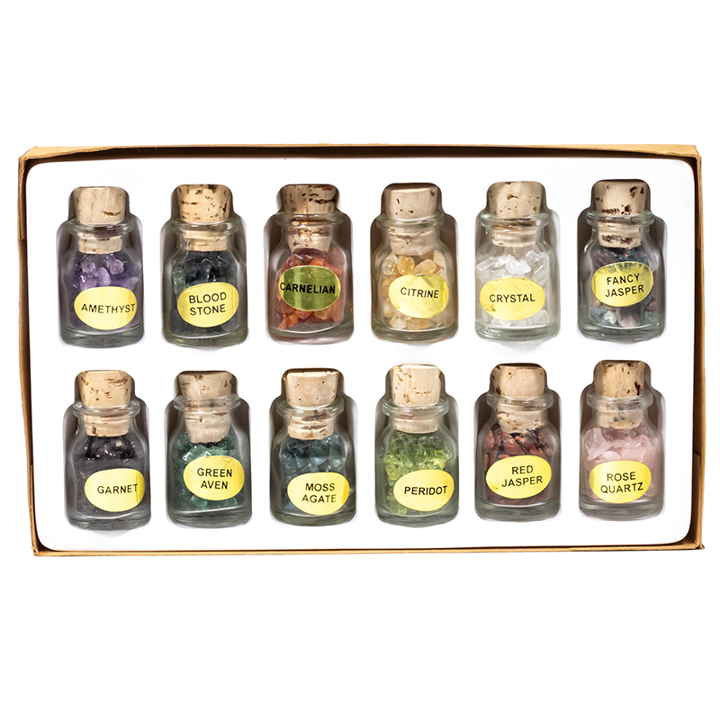 Set: 12 gemstone gift bottles