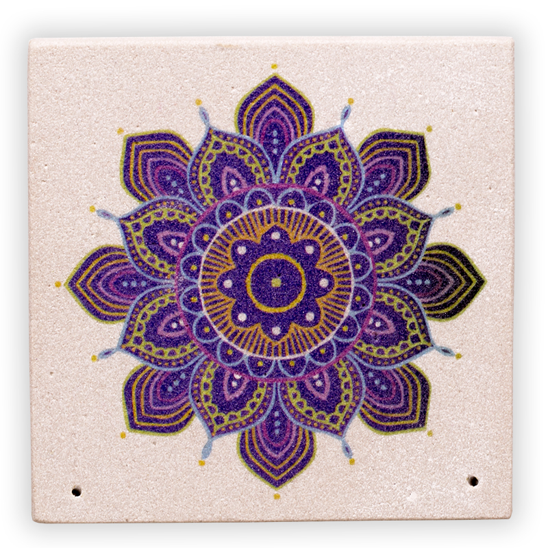 Incense holder sandstone mandala flower 