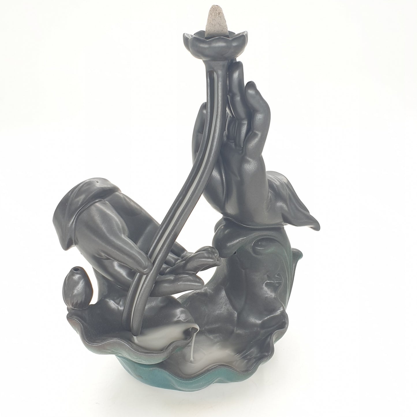 Backflow incense burner 2 hands with flower