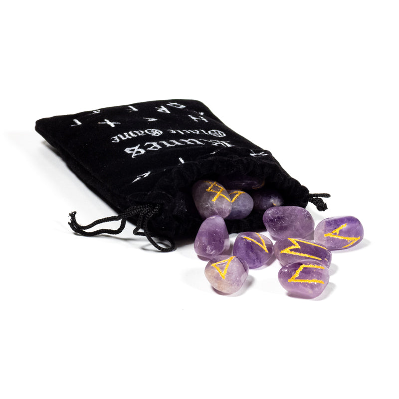 Rune oracle set amethyst in velvet bag