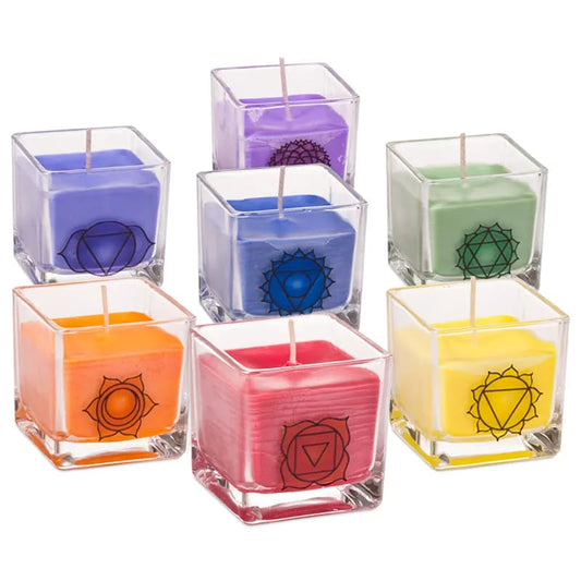 Set of 7 Ecological Chakra Rapeseed Wax Scented Candles