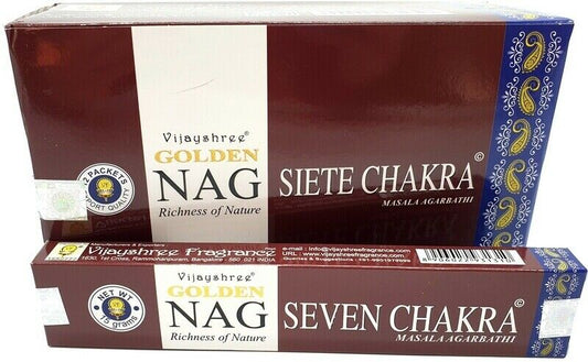 Golden Nag 7 Chakra Räucherstäbchen - Chakrenausgleich und Harmonie