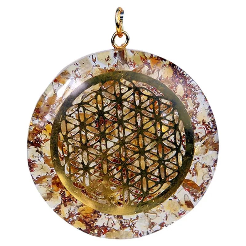 Orgonite pendant flower of life citrine