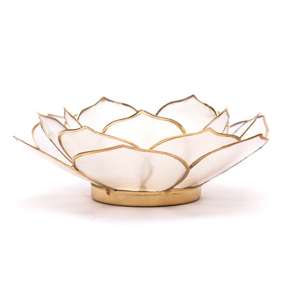 Lotus tea light holder natural with gold rim