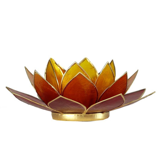 Lotus Teelichthalter orange goldfarbig