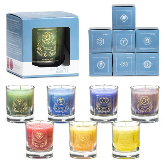 Set of 7 scented votive archangel candles