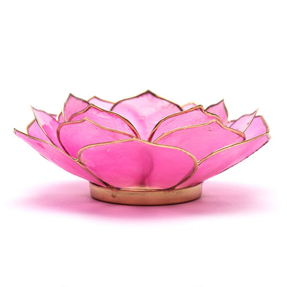 Lotus Teelichthalter - Rosa mit Goldrand aus Capiz Muscheln