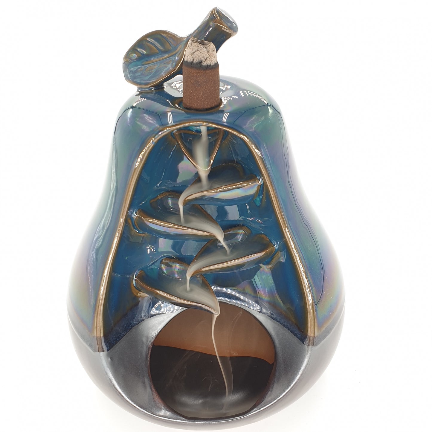 Backflow incense burner pear dark blue