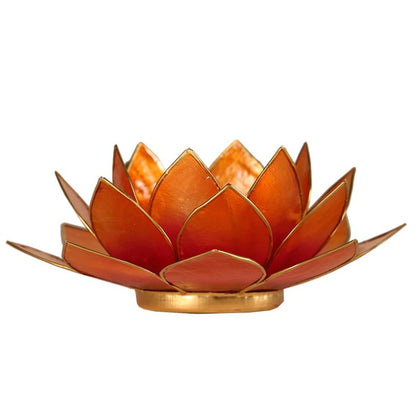 Lotus tea light holder orange gold colored